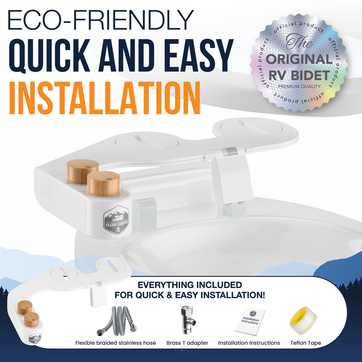 RV Bidet From Clean Camper - Self Cleaning, Adjustable Dual Nozzle