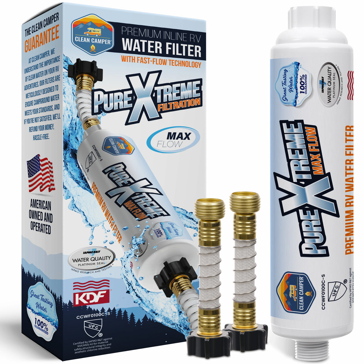 Clean Camper RV Flexible Drinking Water Hose & Water Filter Bundle