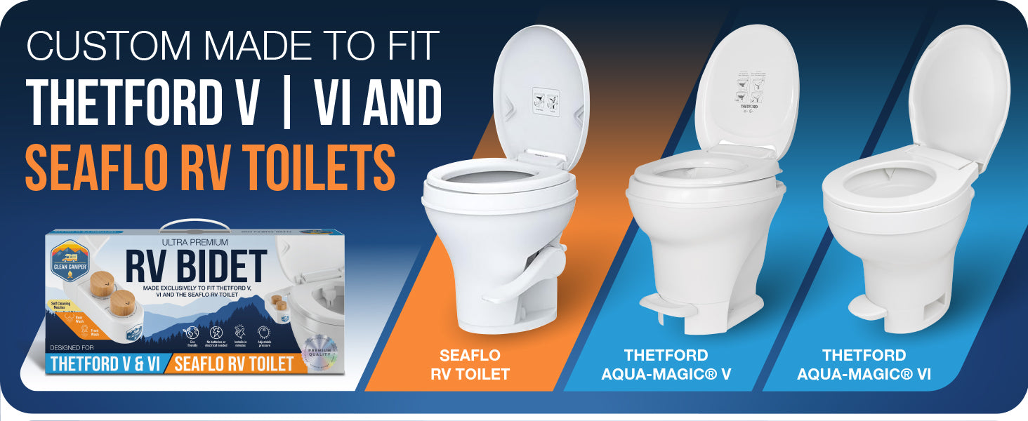 Custom RV Bidet for Thetford V, VI & SeaFlo RV Toilets