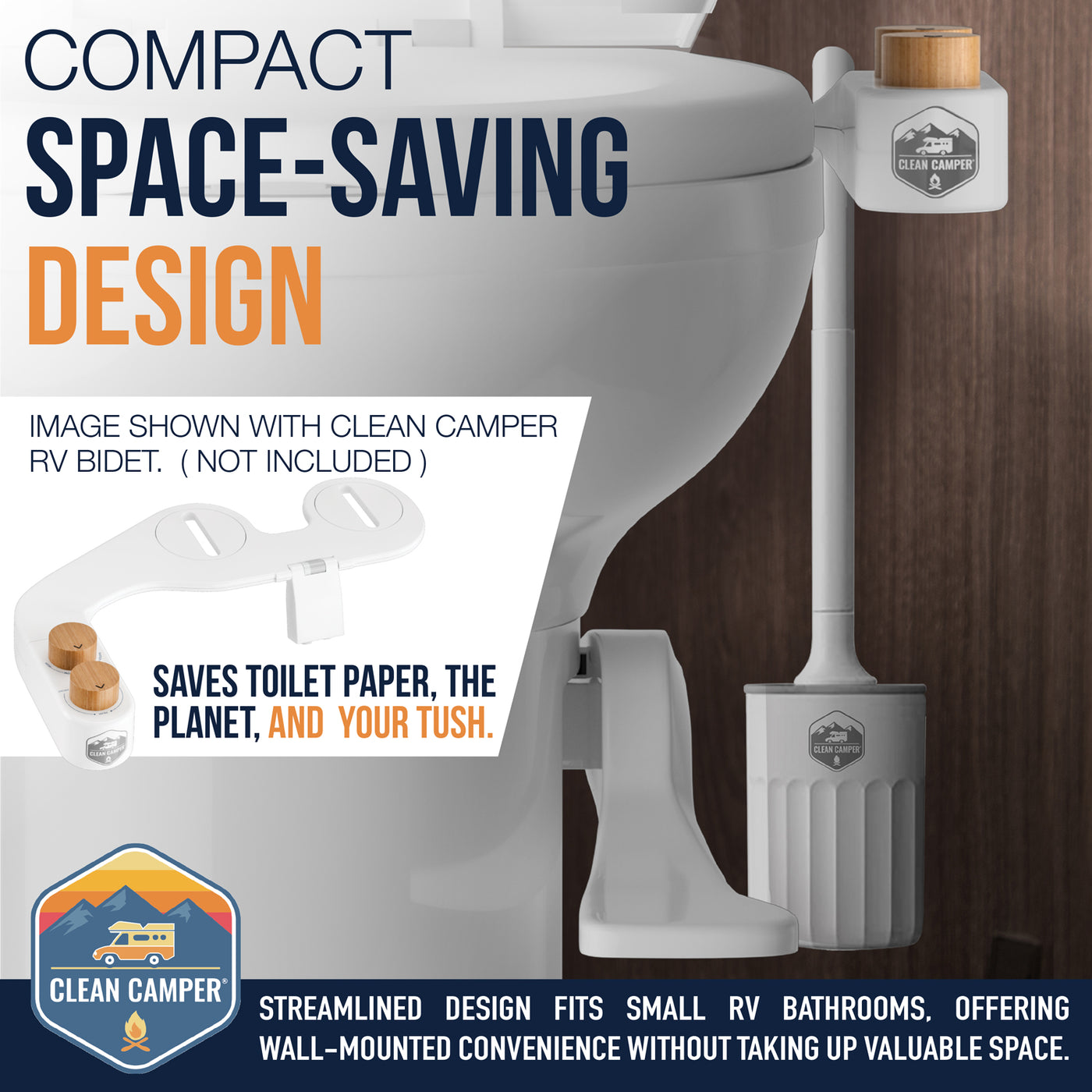 camper clean RV Toilet Brush- Wall Mounted by Clean Camper