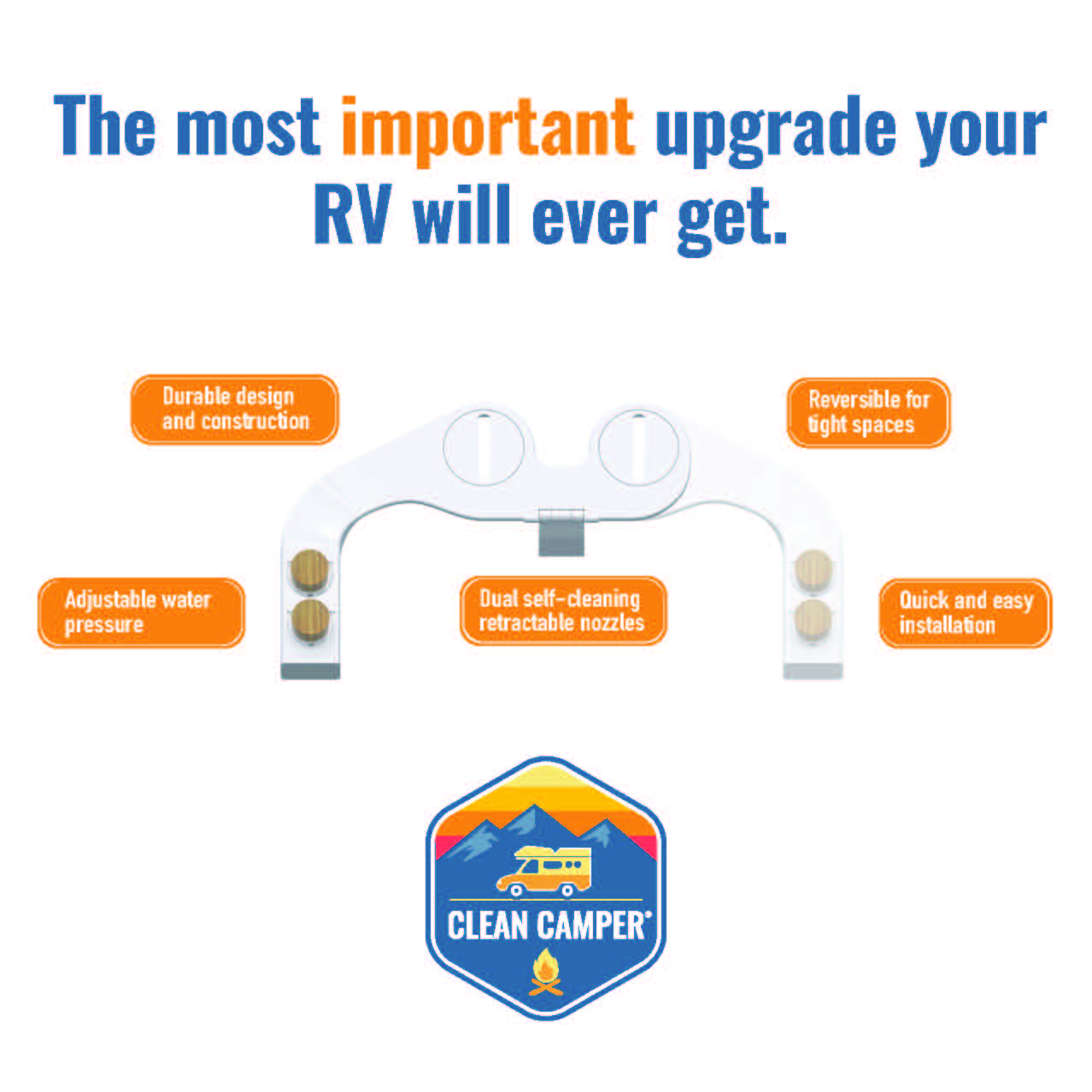 RV Bidet From Clean Camper Self Cleaning, Adjustable Dual Nozzle