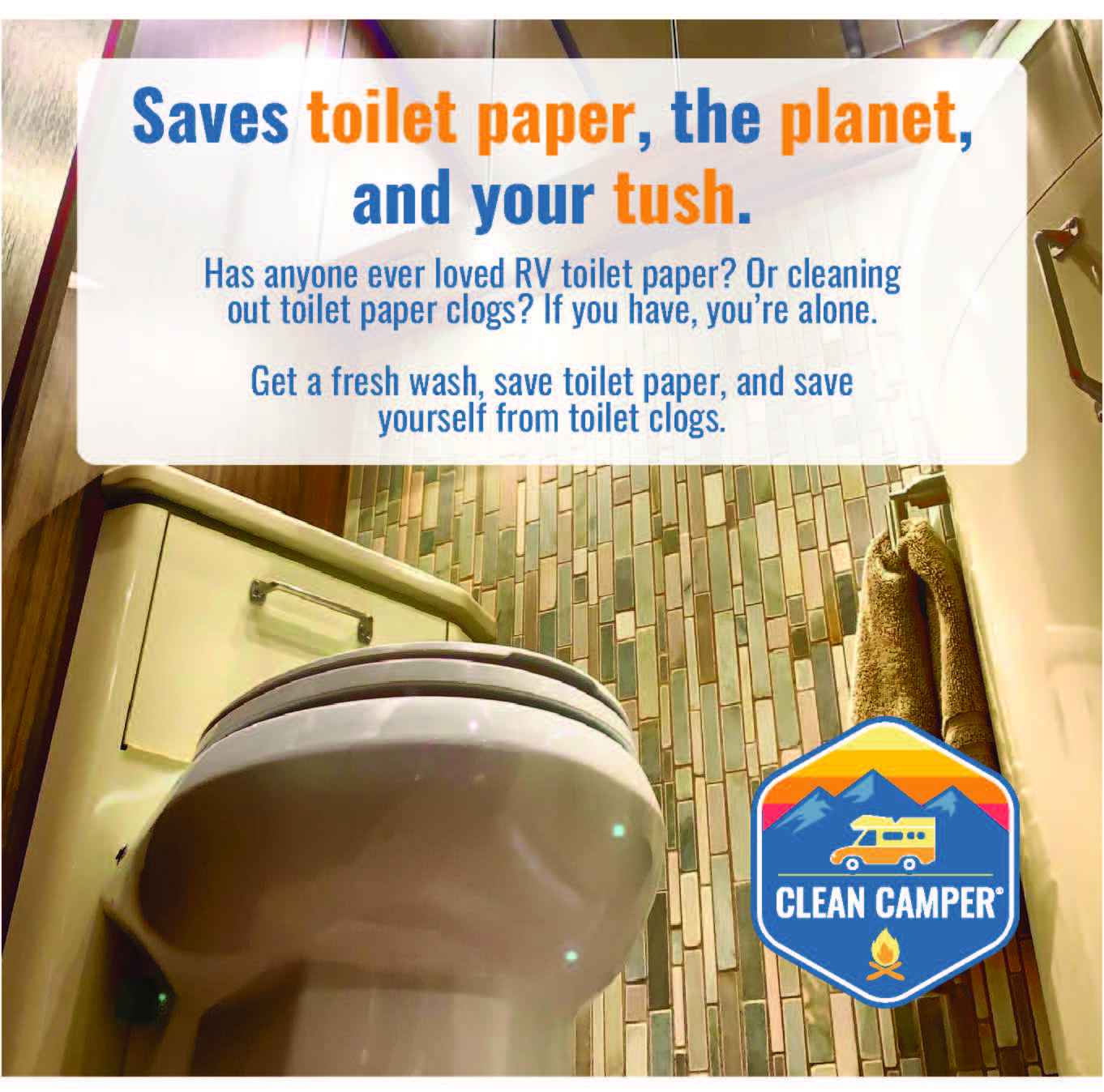 RV Bidet From Clean Camper Self Cleaning, Adjustable Dual Nozzle